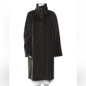 MaxMara Olive Alpaca Warm funnel neck coat sz 14